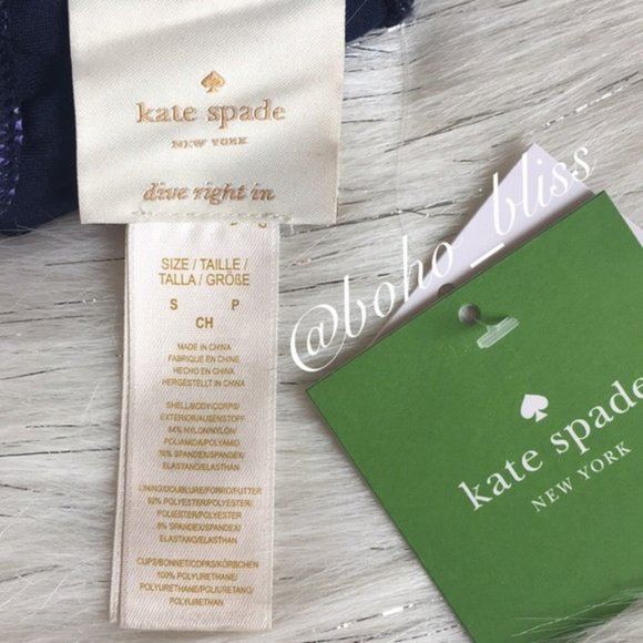 ♠️KATE SPADE | Navy Blue & Pink Bow Print Bikini Top NWT - Picture 7 of 9